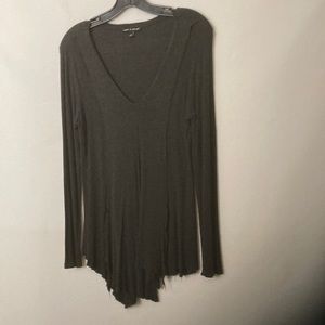 Cable and Gauge dark gray sweater. Raggedy her